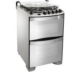Fogão 4 Bocas Brastemp Ative! BFD4 TARNNA Inox - Forno Duplo Timer Acendimento Automático