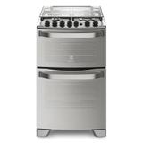 Fogão 4 Bocas cor Prata Duplo Forno com Porta Espelhada Electrolux (56DAX)
