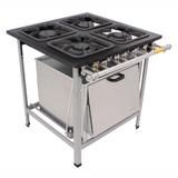 Fogão 4 Bocas Mistas com Forno Grelhas 40 X 40 Perfil 6.5 M18 Série Luxo Metalmaq