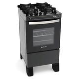 Fogão 4 bocas preto atlas com mesa de vidro - agile glass