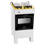 Fogão 4 Bocas Realce Iris Glass Branco Bivolt Mesa De Vidro Amarela