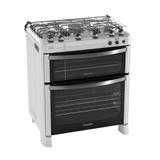 Fogão 5 Bocas Automático Duplo Forno Diamante Esmaltec Branco - 127V