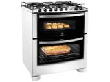 Fogão 5 Bocas Electrolux Celebrate Forno Duplo - Tripla-Chama Timer Acendimento Automático Branco