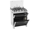Fogão 5 Bocas Esmaltec Diamante Forno Duplo - Tripla-Chama Timer Acendimento Automático Branco