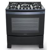 Fogão 5 Bocas Mueller Decorato Vetro Acedimento Automático Preto