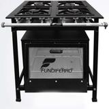 Fogão a Gás Baixa Pressão 4 bocas 2 duplas com Forno tampa de Vidro 30x30 FF013TV Fundiferro