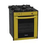 Fogao a gas de embutir gaudi prisma vitreo 4q amarelo - venax