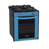 Fogao A Gas De Embutir Gaudi Prisma Vitreo 4Q Azul - Venax