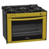 Fogao a gas de embutir gaudi prisma vitreo 5q amarelo - venax
