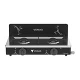 Fogão A Gás Natural Portátil Venax Flamalar Vetrô 2 Queimadores Preto