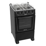 Fogão Atlas 4 bocas preto com forno limpa fácil - Forno 50L - Atlas eletrodomésticos