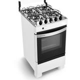 Fogão Brastemp 4 bocas branco com botões removíveis e vidro panorâmico - BFO4NAB