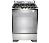 Fogão Brastemp 4 bocas cor Inox com dupla chama e grill