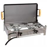 Fogão Camping Inox 2 Bocas Com Chapa - Global utilidades