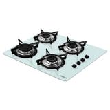 Fogão Cooktop 4 Bocas Com Vidro Branco Bivolt V400 Fogatti