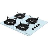 Fogão Cooktop 4 Bocas Esmaltada Vidro Branco Bivolt V400 Fogatti