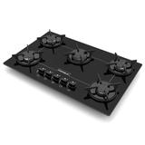 FOGAO COOKTOP 5 BOCAS CHAMALUX CHEF PRETO (Ferro Fundido) Botijão (GLP)
