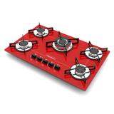 Fogão Cooktop 5 Bocas Tripla Chama Bivolt Chamalux - Vermelho