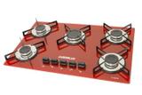 Fogão Cooktop 5 Bocas Vidro Vermelho 110v Chamalux