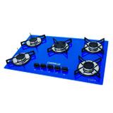 FOGAO COOKTOP CHAMALUX 5BOCAS AZUL Botijão (GLP)