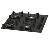 Fogao cooktop fischer 4q fit line gas mesa vidro preto