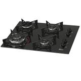 Fogao cooktop fischer 4q fit line gas tripla chama mesa vidro preto