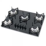 Fogão Cooktop Fischer 5 Bocas a Gás de Mesa em Vidro Preto