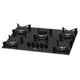 Fogão Cooktop Fischer 5 Bocas FIT LINE Gás com Mesa de Vidro Preto Bivolt