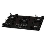 Fogão cooktop fischer 5 bocas fit line gás mesa vidro preto