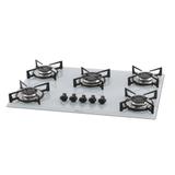 Fogao cooktop fischer 5 bocas gas mesa vidro branco 1642-6986 chama simples bivolt