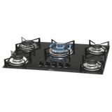 Fogao cooktop fischer 5q tripla chama gas mesa vidro preto