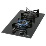 Fogão Cooktop Fischer Bivolt 2Q Fit Line Gás Mesa Vidro Preto - 60015