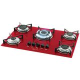Fogão Cooktop Fischer Bivolt 5Q TC Gás Mesa Vidro Rouge - 15738