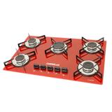 Fogão Cooktop ultra chama 5 bocas Vermelho - Chamalux
