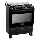Fogão Cronos Glass 5 Bocas Preto Bivolt Realce
