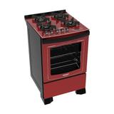 Fogão Dako Vermelho 4 bocas com mesa de vidro Dakolors - Bivolt
