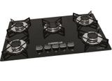 Fogão De Mesa Cooktop 5 Bocas Vidro Preto 220v Chamalux