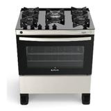 Fogão De Piso Atlas Com 5 Bocas Agile Glass Inox Bivolt
