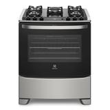 Fogão de Piso cor Prata com Mesa de Vidro e Tripla Chama Electrolux (76USV)