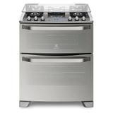 Fogão de Piso Electrolux 76DXW A Gás 5 Queimadores 2 Fornos Prata 127V 33055WBA188
