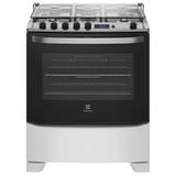 Fogão De Piso Electrolux Com 5 Bocas E Porta Full Glass E Timer Digital Branco Bivolt(76rbs)
