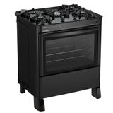 Fogão de Piso Esmaltec 5 Bocas Jade Glass Mesa de Vidro Preto Bivolt
