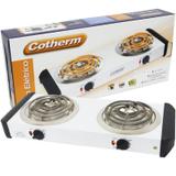 Fogão Elétrico Portátil de Mesa 2 Bocas 2000W Branco 110V Resistência Blindada Cotherm 2171 FEB-2
