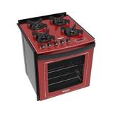 Fogão Embutir Dako Vermelho 4 bocas mesa de vidro Dakolors - Bivolt