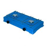 Fogão Fogareiro 2 Bocas Para Camping Portátil A Gás Azul - E v costa