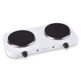 Fogão Fogareiro Elétrico Portátil Camping Mesa Branco Inox 2 Bocas - Agratto