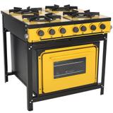 Fogão Gás Venâncio Bravo 4 Bocas com Forno amarelo BR4BFAM