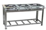 Fogão Industrial 3 bocas 30x30 Perfil 7 de Alta Pressão Em Aço Inox com Mangueira e Registro - Cristal aço