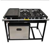 Fogão Industrial 4 Bocas 30X30 Perfil 5 com Chapa Bifeteira e Forno Grande 87L Tampa Inox - Gastromixx - Cristalaço