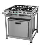 Fogão Industrial 4 Bocas 30x30 QD/QS Perfil 5 Economy Em Aço Inox com Forno 87 Litros - Cristal aço